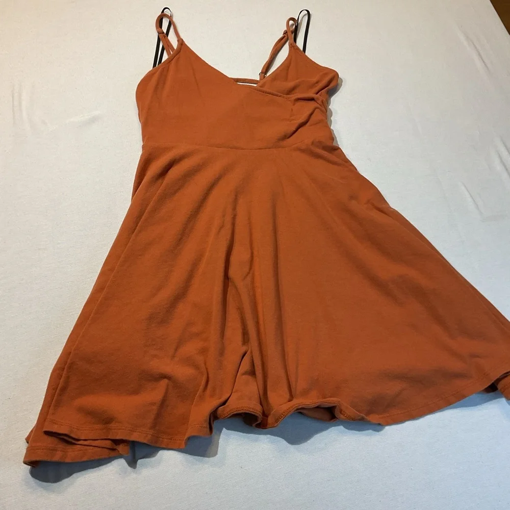 Forever 21 Rust Spagetti Strap Suplice‎ Cutout Skater Dress, Size S Adjustible